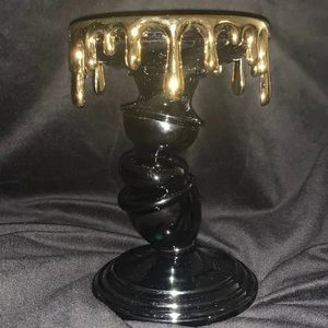Gold Melted Tilted 3-Wick Candle holder.